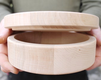 160 mm - Round unfinished wooden box - with cover - natural, eco friendly - 160 mm diameter - B101-160
