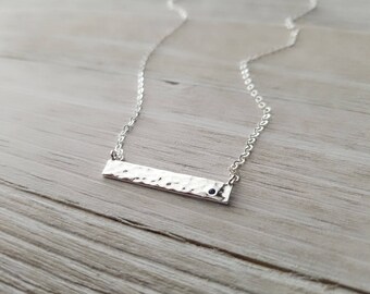 Bar Necklace, Sapphire Bar Necklace, Silver Sapphire Necklace, Silver Bar Necklace, Blue Sapphire Necklace