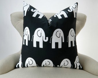 Elephant Pillow, Black & White Nursery Pillow, Euro Sham, Kids Decor, Zoo Nursery -MANY SIZES- Ele by Premier Prints