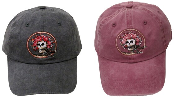 Grateful Dead Hat Skull and Roses Embroidered Baseball Cap/