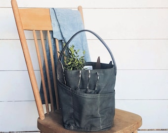 Bucket Bag - Signature Collection - Garden Tote - Tool Bag - Waxed Canvas