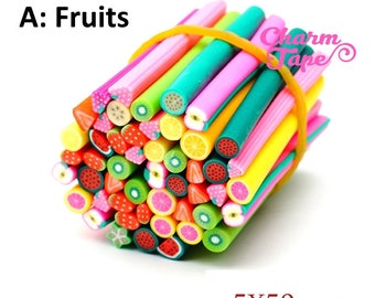 50 pieces 5mm Fimo Clay Sticks Cranes - Fruit / Heart / Cakes For Decorating Assorted Mixed Sexy Nail Art Manicure Deco Earring Scrapbooking