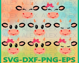 70% OFF, Cow Svg Files, Cow face svg, Dxf, Ai, Eps, Png, Farm svg, Animal svg, Instant Download, Cow Eyelashes SVG, Silhouette Studio