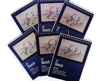 6 Pack Art Ink Sketch Book, 480 Sheets, 8.3 in. x 11.7 in., 68 lbs. - 100 g/m2