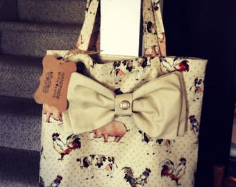 Chicken mini tote,vacation tote,market tote,chic tote