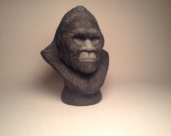 Bigfoot Sasquatch Sculpture bust realistic black