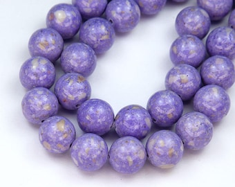 Riverstone Dyed Beads, Light Purple, 8mm Round - 15 Inch Strand - eGR-RV616-8