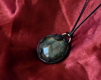 Labradorite Artefact - Polymer Clay Necklace - Labradorite Necklace - Labradorite Jewelry - Fairy Jewelry