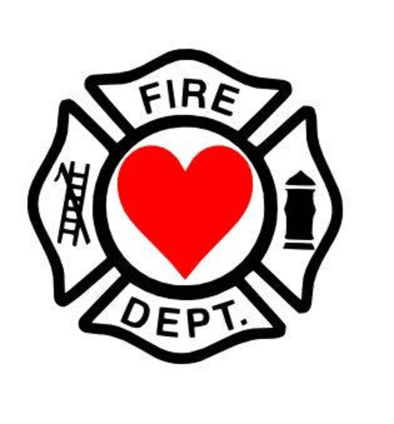 Download Maltese Cross Firefighter with Heart SVG Htv Vinyl cutting