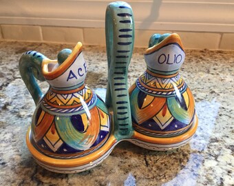 Pair of Pottery Oil and Vinegar Servers