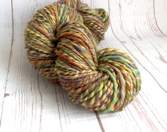 Handspun, multicolored yarn, plied, 2 ply, handdyed, soft, weaving, knitting, freeform fibre art, ilovepinkgeraniums