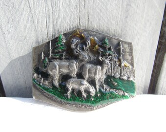Deer belt buckle, hunting belt buckle, Siskyou belt buckle, , made in USA belt buckle, Buckle co. inc, Oregon, deer family,hunting fashion
