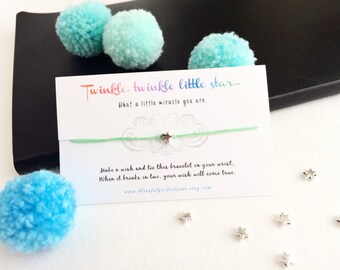 Wish Bracelets - Twinkle, Twinkle Little Star - What a Little Miracle, Baby Shower Favors, Baby Shower Gifts, Baby Wishes, Wishes for Baby