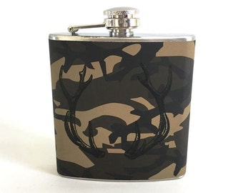 Whiskey Flask Hunter Stainless Steel 6oz Liquor Flask