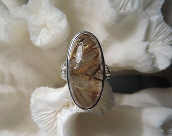 Golden Rutile Agate Ring Size 7