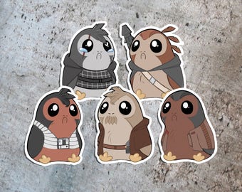 The Last Jedi Star Wars Porg Sticker - Rey Kylo Ren Finn Poe Luke Skywalker