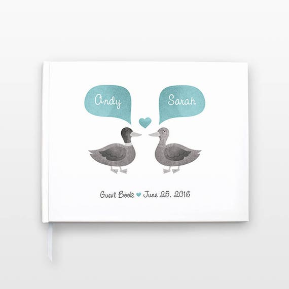 DUCK Wedding Guestbook, Bridal Shower Guest Book, Animal Wedding Guest Book, Unique Engagement Gift, Personalized Journal, Couple Notebook