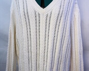 All white cable knit oversized sweater