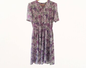 50s Floral Dress size 10-12/ Retro Dress/ Day Dress/ Swing Dress/ Floral Dress/ Vintage Dress/ California Dress