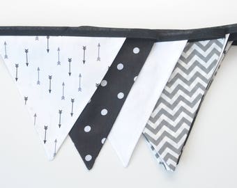 Monochrome Bunting | Black and White Children's Bedroom | Nursery Decor | Children's Party Decorations | Geometric Fabrics