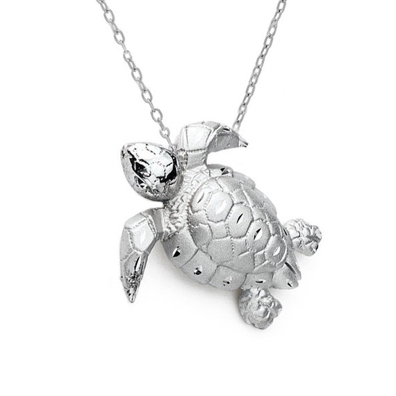 Pendentif Tortue En Argent Sterling Avec Cha Ne De