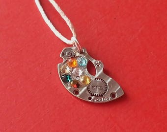 Watch and shiny coin Swarovski pendant
