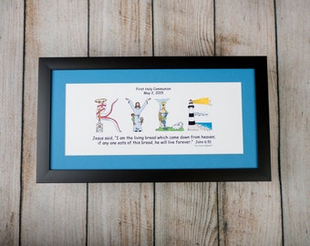 First Communion Gift for Boys - Personalized First Communion gift with 10x20 frame