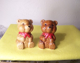 Vintage Teddy Bear Salt and Pepper Shakers