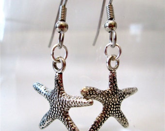 Silver starfish earrings