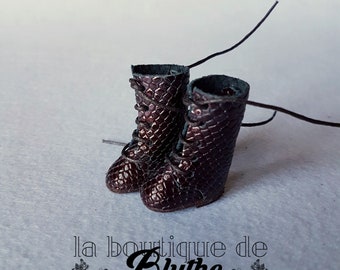 Leather boots for Blythe doll-brown leather boot for Blythe