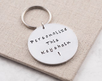 Personalized keychain, personalized keyring, custom keychain, personalized gift, quote keychain, round keychain, gift for him, gift for her