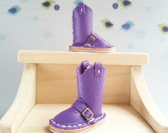 Mini Eggplant Purple Leather Neo Blythe Doll Boots Azone Pure Neemo M Size Body Hand Made By MizuSGarden