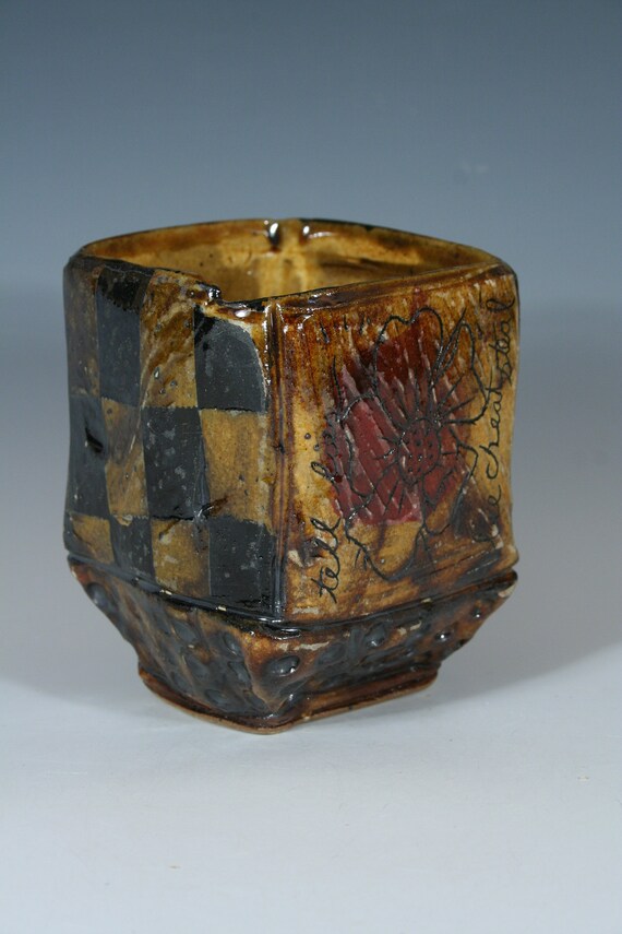 Handmade Ceramic cup with flowers