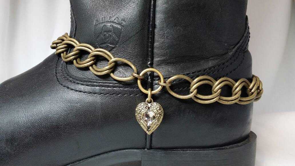 Boot Bling Chain Winged Heart Crystal Charm Bracelet Anklet
