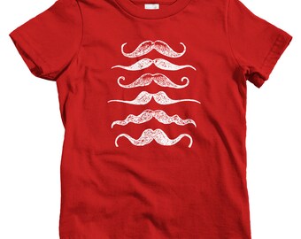 Kids Mustache T-shirt - Baby, Toddler, and Youth Sizes - Handlebar Mustache Kids, Facial Hair Kids, Mustache Style, Hipster