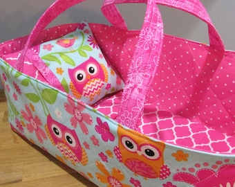 Doll Carrier, Will Fit Bitty Baby and Stella Dolls, Bird and Owl, 16 Inches Long, Doll Basket