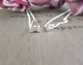 Sterling silver Initial necklace, Alphabet Necklace