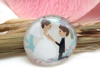 1 cabochon 25 mm glass wedding 3-25 mm