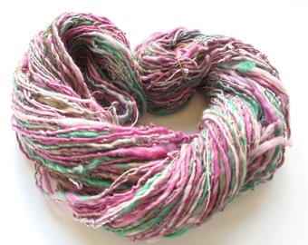 SOFTER THAN SPRINGTIME Handspun Yarn, Dk-weight yarn, Luxury Handspun, Merino Wool Yarn, Merino Handspun, Silk Yarn, Shimmery Yarn, Smoosh