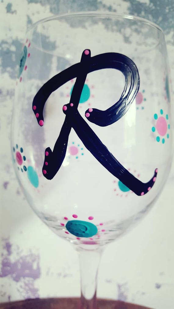 R Wineglass, Wine Lover Wineglass, Monogram wineglass, initial wineglass