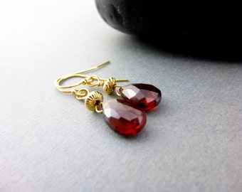 Garnet Chakra Earrings, AAA Mozambique Garnet, January Birthstone, Red Gemstones, Healing Crystals Jewelry, Gift for Her