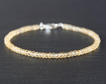 Citrine Bracelet, November Birthstone, All Citrine Bracelet, Dainty Beaded Gemstone Bracelet, Citrine Anklet