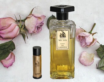 Vintage MY SIN Eau de Lanvin Parfum - 2 Fluid Oz. Splash by Lanvin Parfums - 3/4 Full With 1/8 Oz Size Original Spray or Refill Bottle