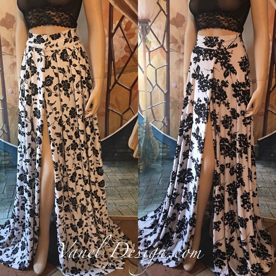 floral maxi skirt with slit