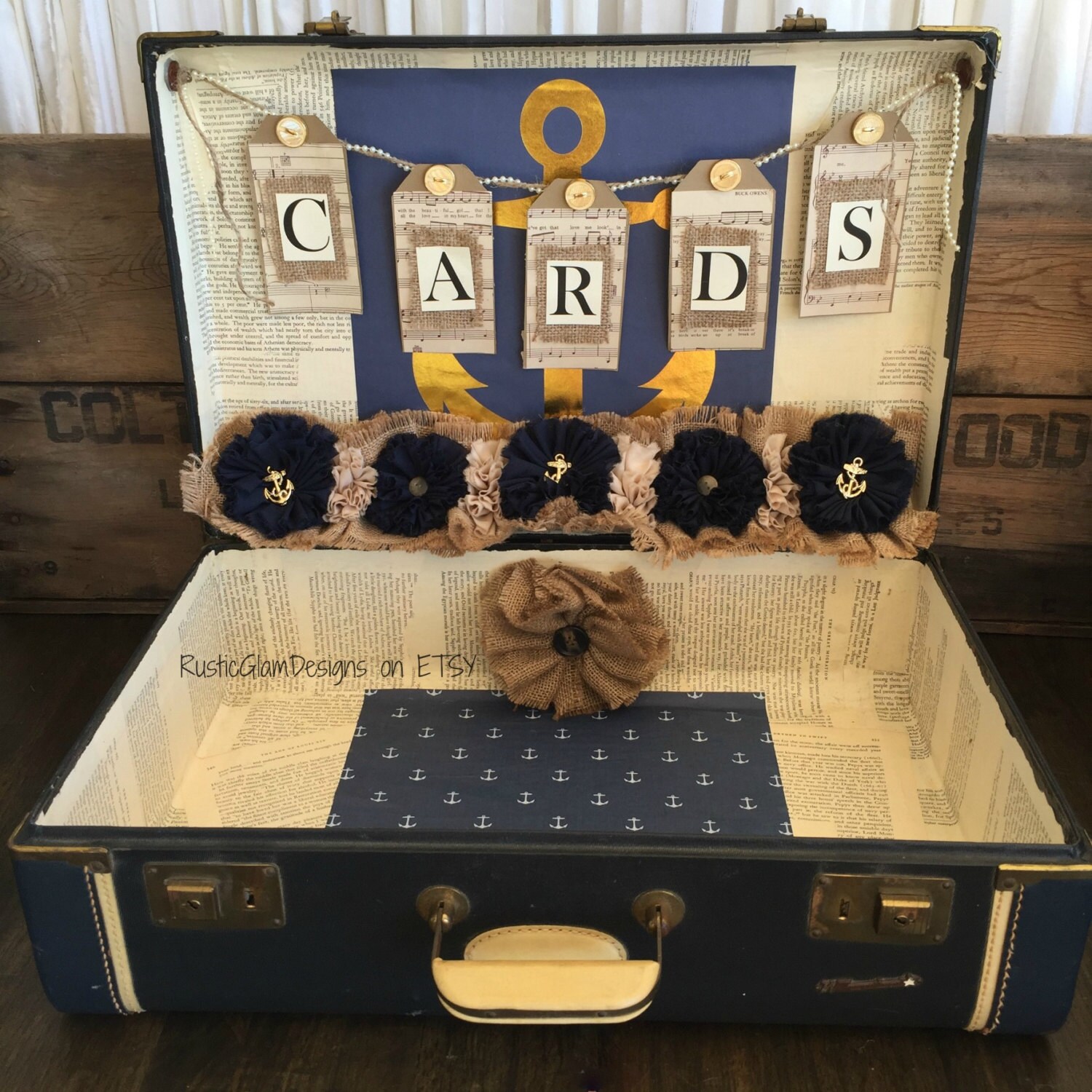 Vintage Suitcase Wedding Card Holder Rustic Wedding gift table