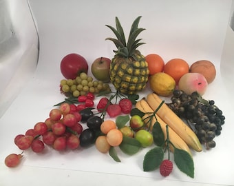 Vintage Artificial Fruit - Artificial Fruit - Vintage Fake Fruit - Fake Fruit - Pineapple - Apple - Bananna - Lemon - Raspberry - Peach