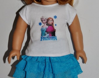 Frozen-skirt and top outfit that fits AMERICAN GIRL DOLLS