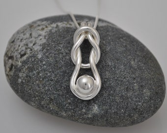 Silver Fisherman's Knot Necklace, Elements, Sterling Silver Knot Pendent, Infinity Pendent, Knot Necklace, Infinity Knot Necklace