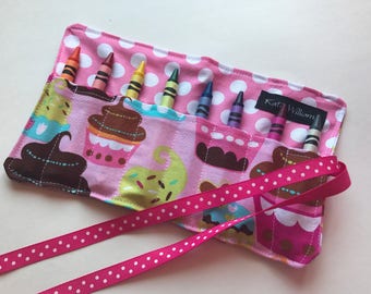 Cupcake Crayon Roll Party Favor-8 Crayola Crayons Included-Great Stocking Stuffer or Christmas Gift or Party Favor