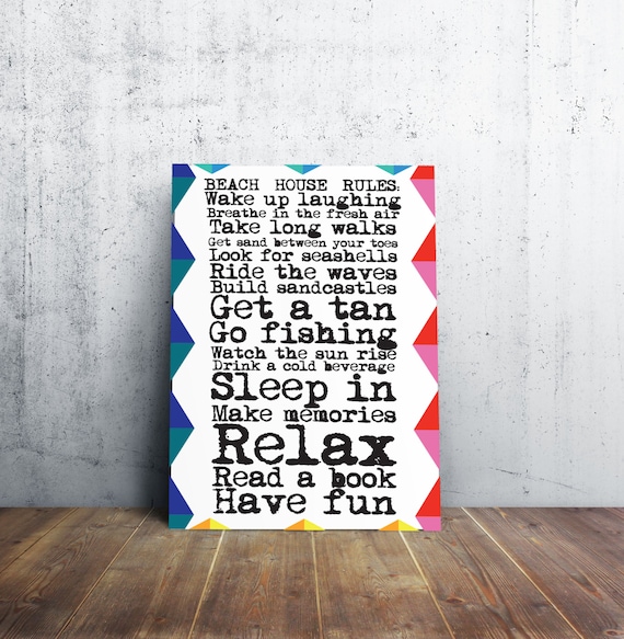 Beach House Rules - Colorful Poster - Sign!